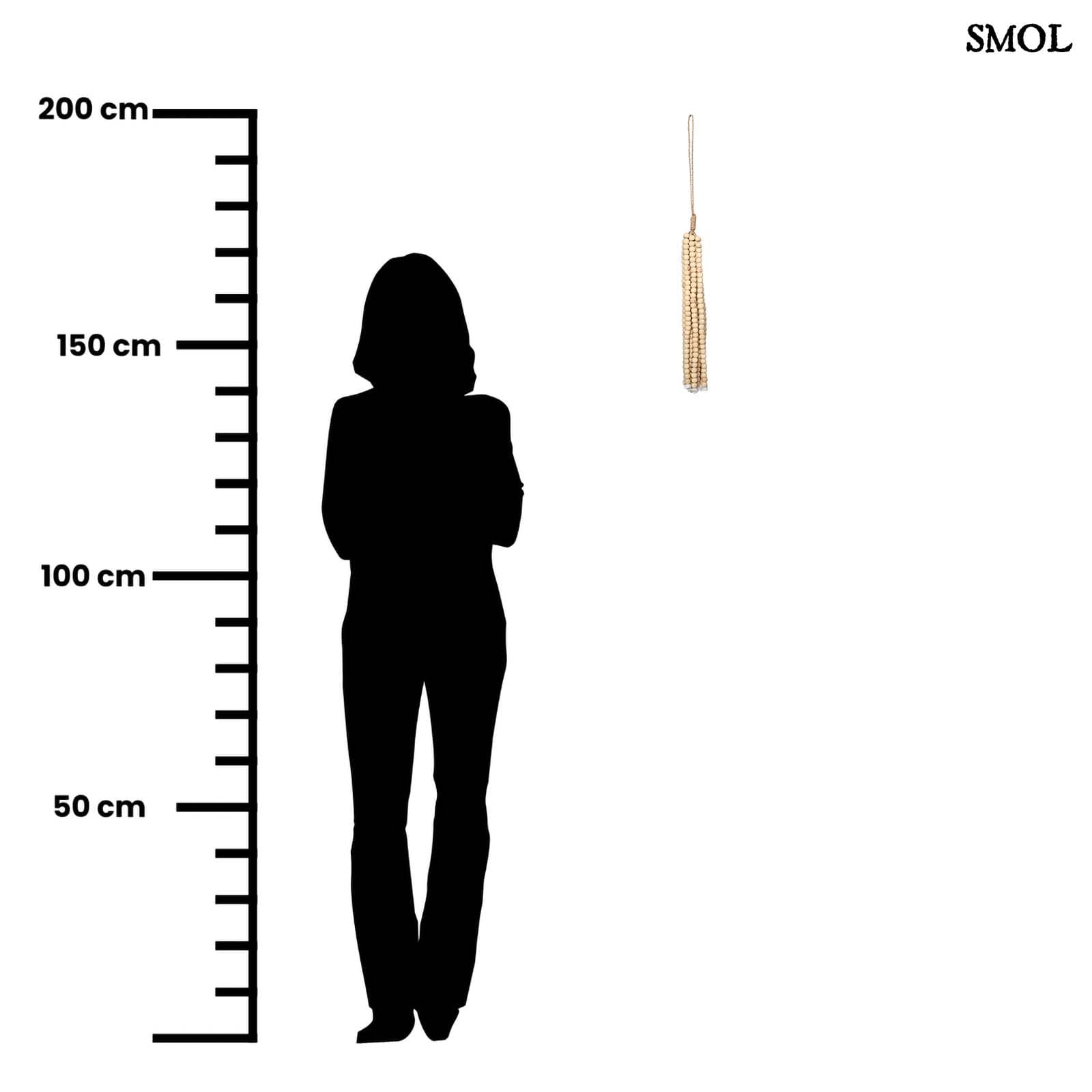 WOODEN BEADS, natúr, fagyöngyös függődísz, 60 cm - smol.hu - méretarányosan