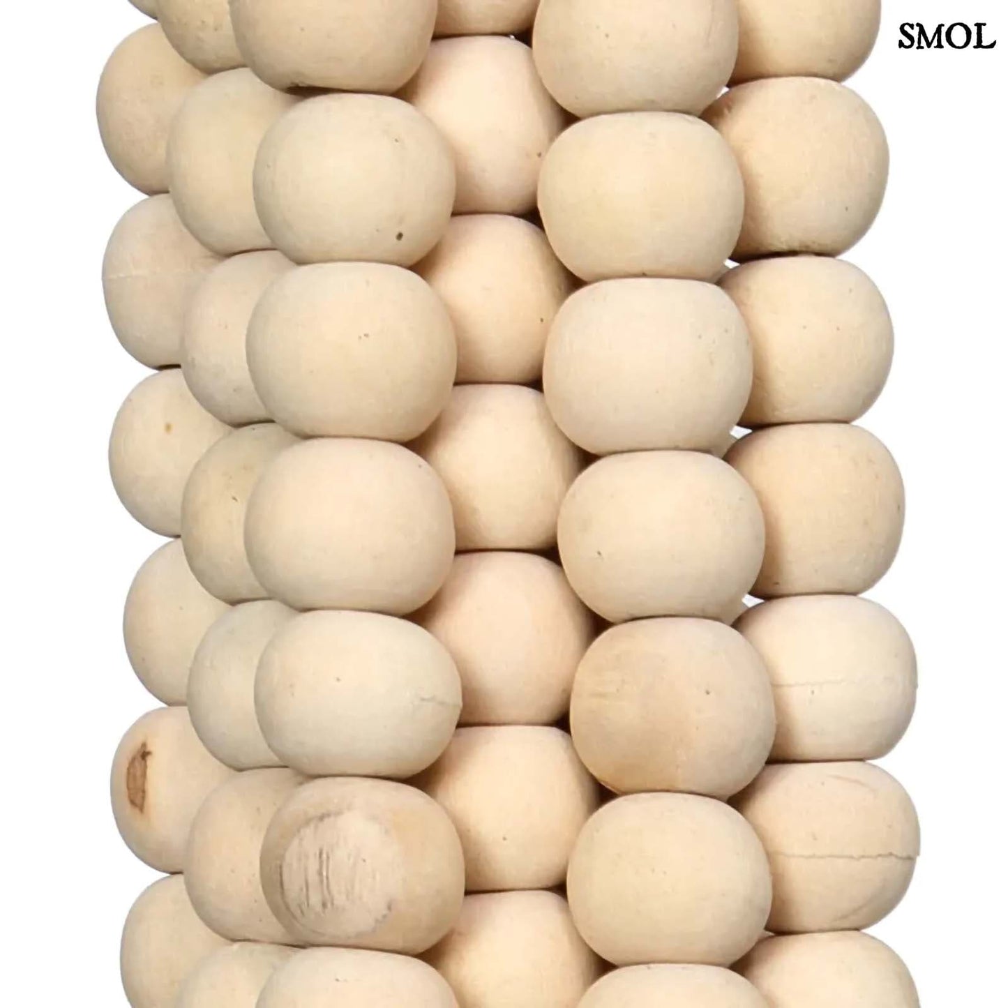 WOODEN BEADS, natúr, fagyöngyös függődísz, 60 cm - smol.hu - fagyöngyök közelről