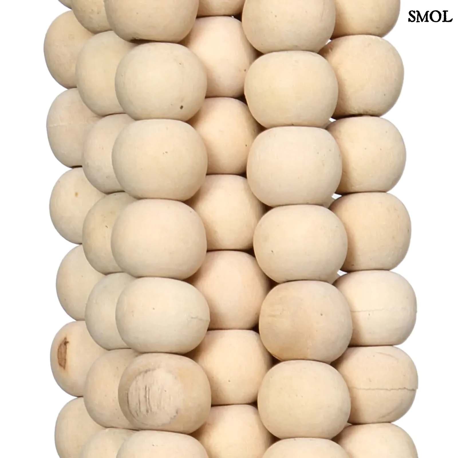 WOODEN BEADS, natúr, fagyöngyös függődísz, 60 cm - smol.hu - fagyöngyök közelről