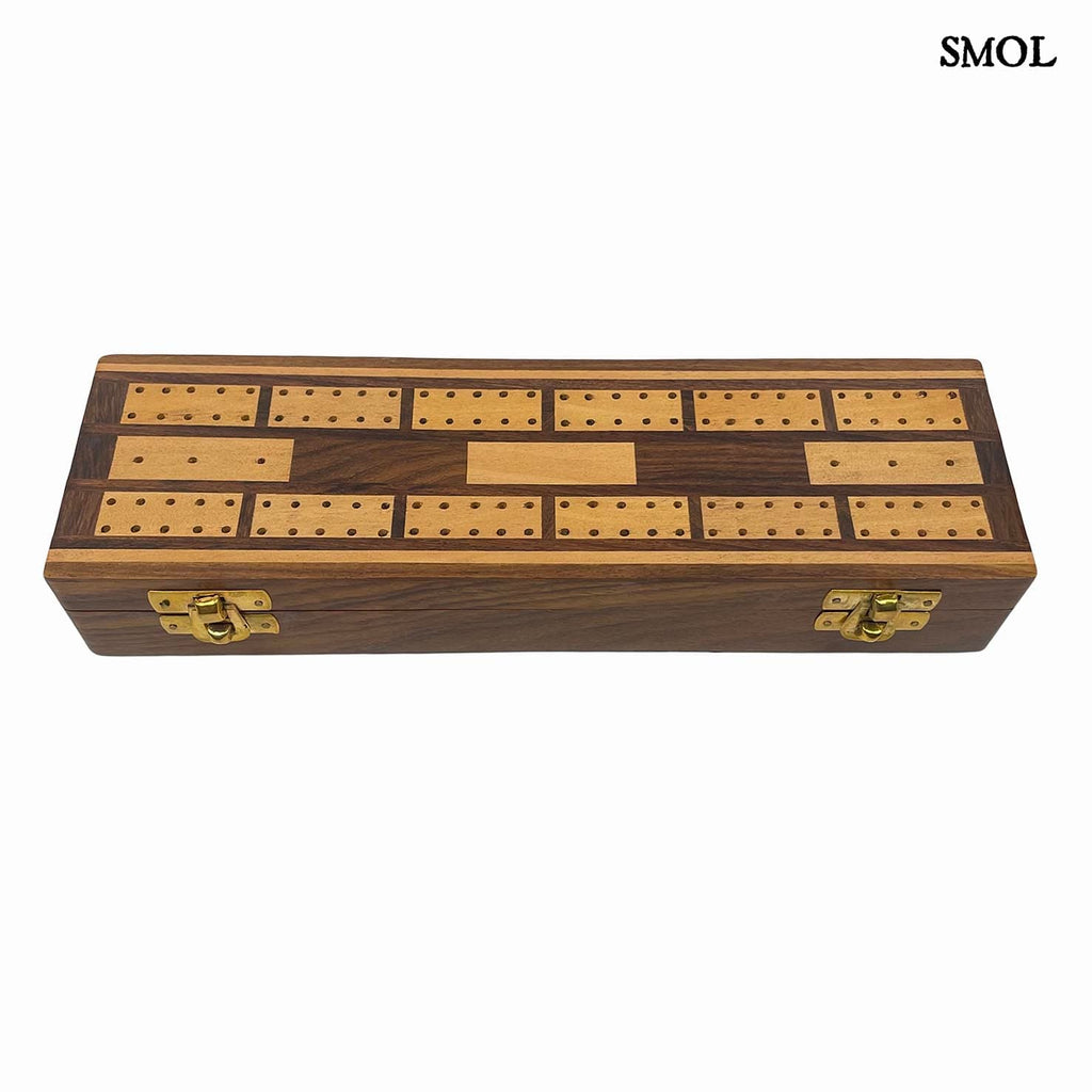 smol.hu -WOODICE, cribbage játékszett mangófából, 27 cm- cm bezárva, oldalról-felülről