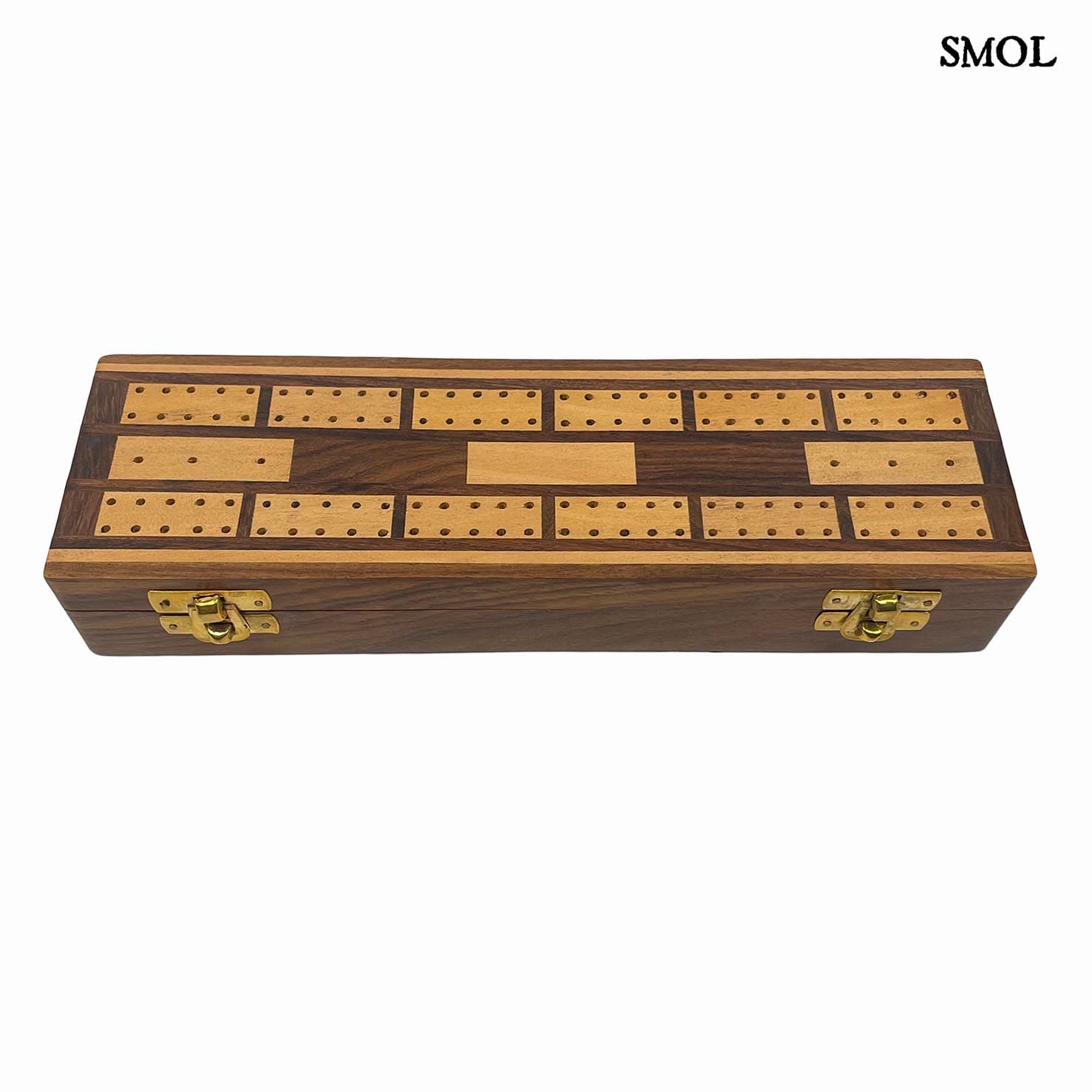 smol.hu -WOODICE, cribbage játékszett mangófából, 27 cm- cm bezárva, oldalról-felülről