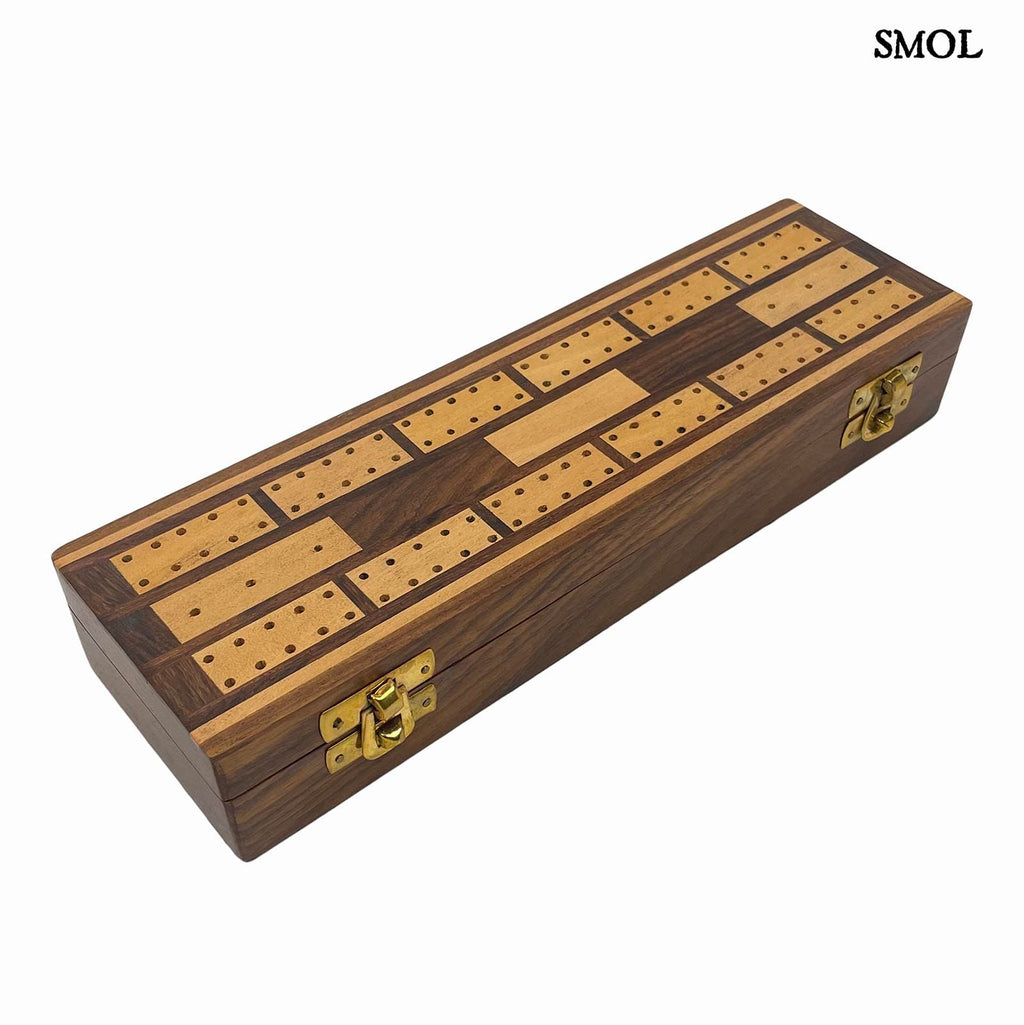smol.hu -WOODICE, cribbage játékszett mangófából, 27 cm- felülről, elfordítva
