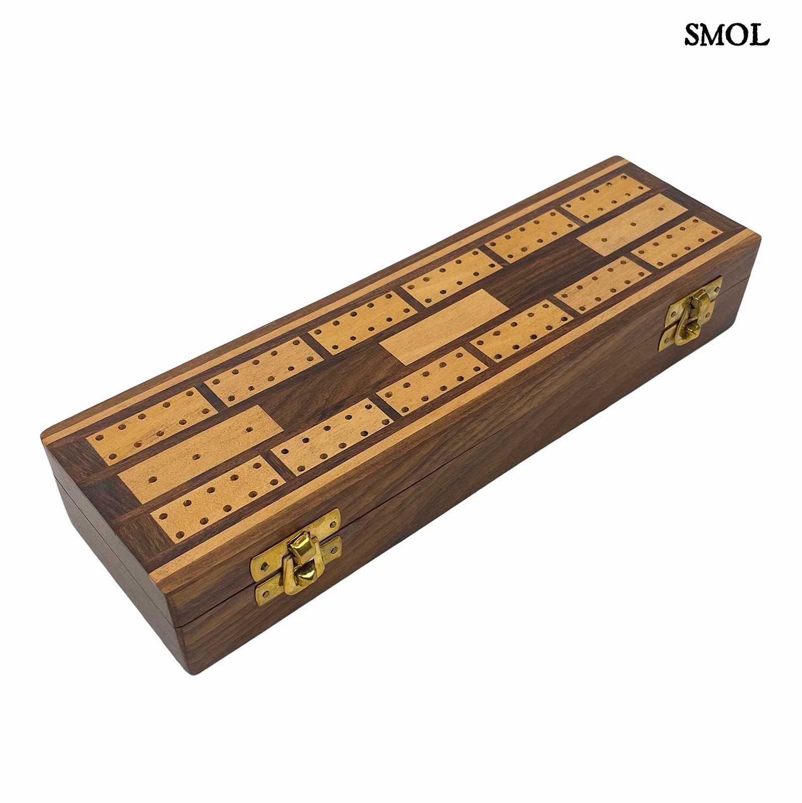 smol.hu -WOODICE, cribbage játékszett mangófából, 27 cm- felülről, elfordítva