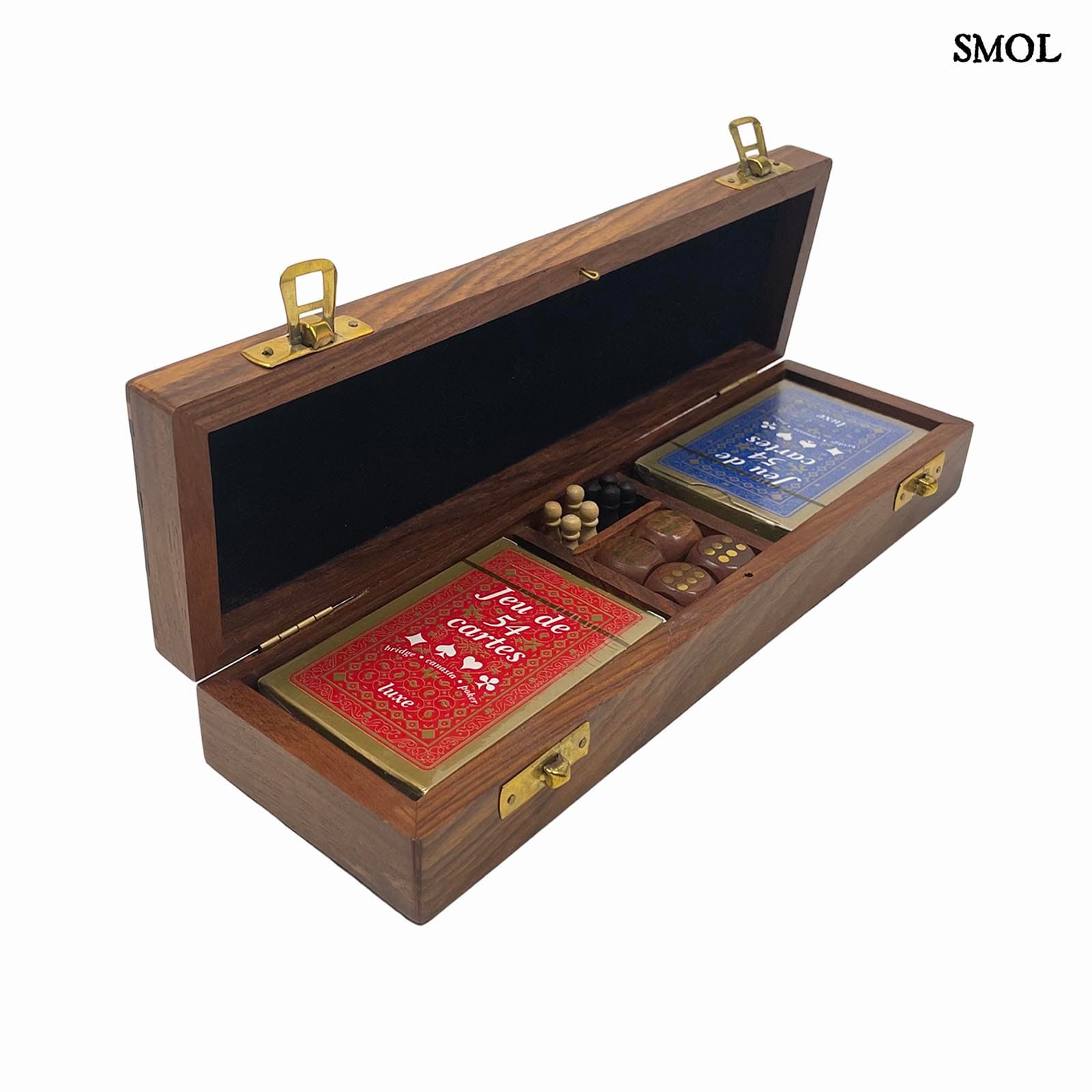smol.hu -WOODICE, cribbage játékszett mangófából, 27 cm- nyitva, elforgatva