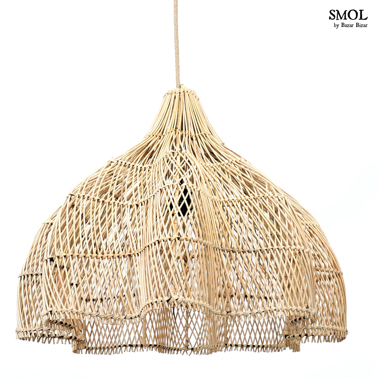 smol.hu -WULAN, natúr, rattan függőlámpa, d60 cm alulról