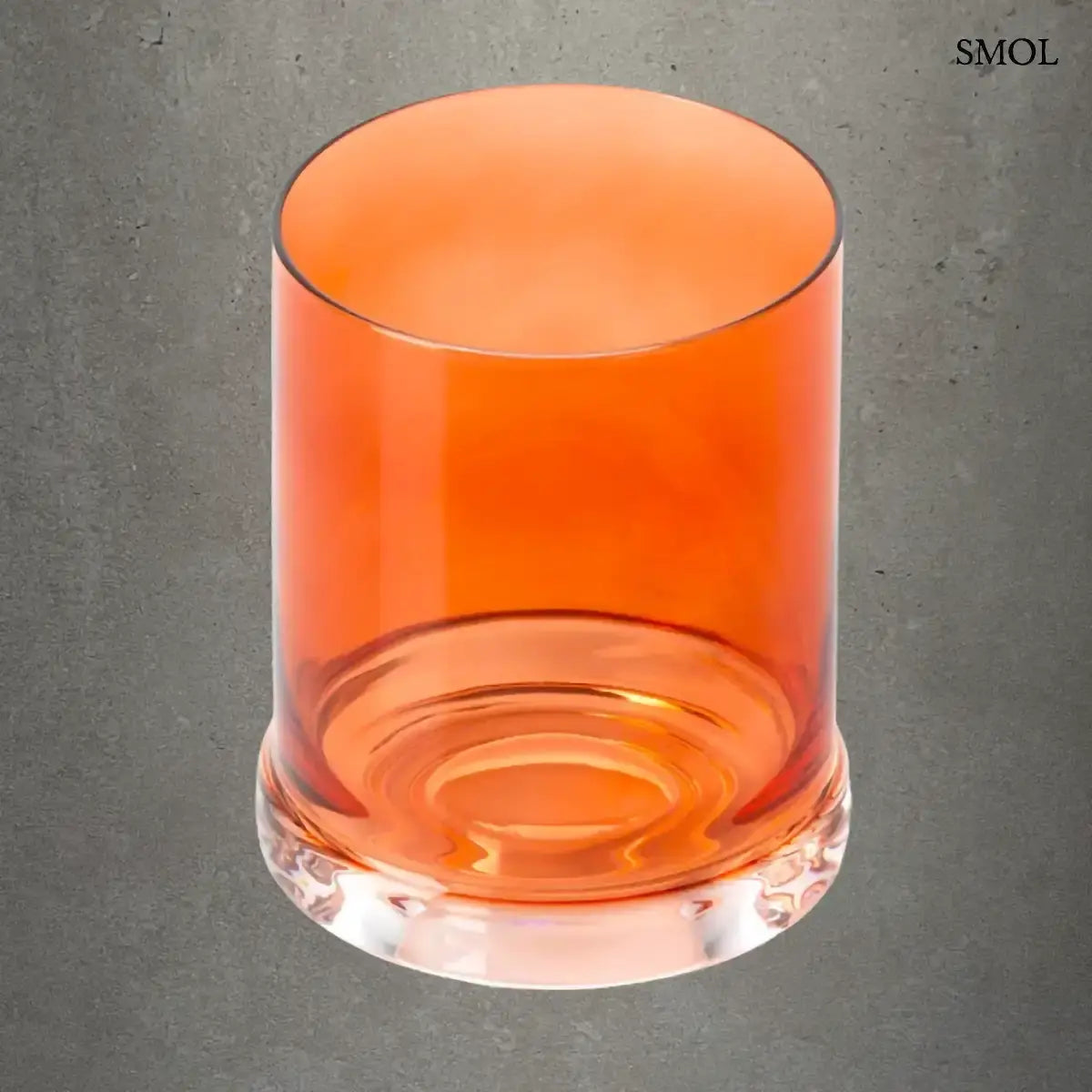 DOF narancssárga vastag talpú whiskys pohár szett 6 db, szürke háttérrel