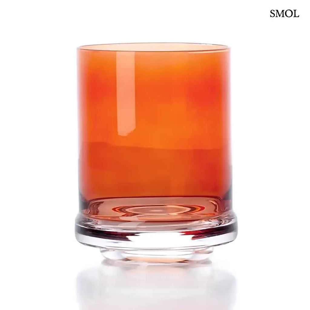 DOF narancssárga vastag talpú whiskys pohár szett 6 db, fehér háttérrel