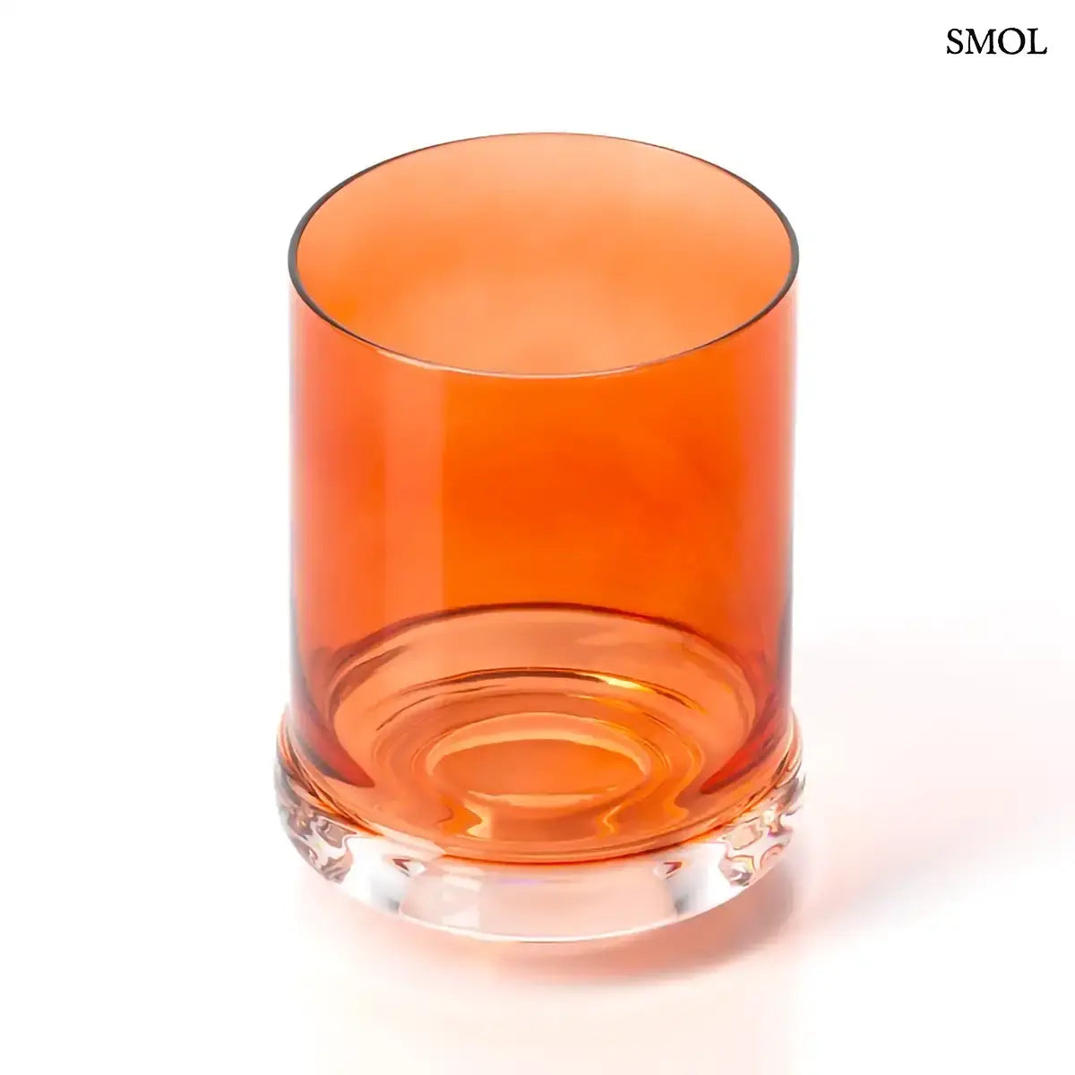 DOF narancssárga vastag talpú whiskys pohár szett 6 db, felülről, ferdén