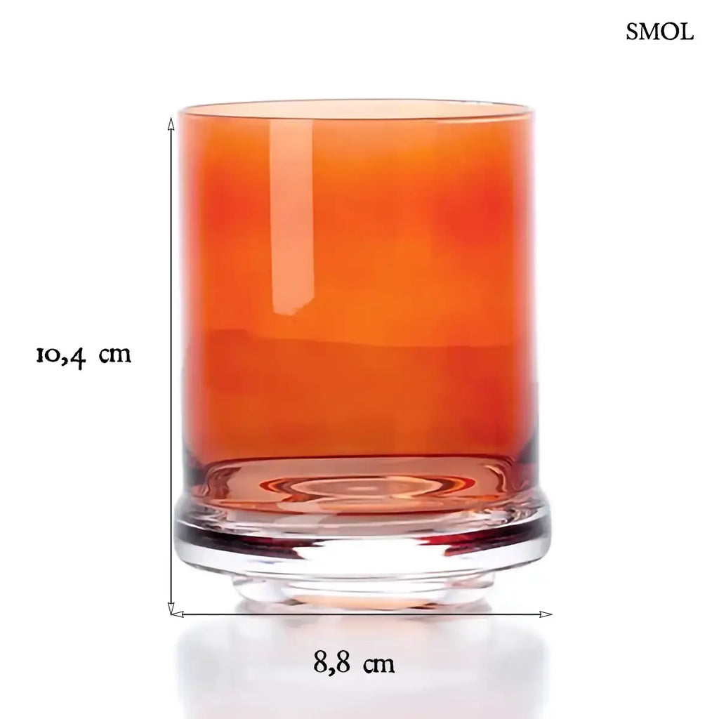 DOF narancssárga vastag talpú whiskys pohár szett 6 db, méretekkel