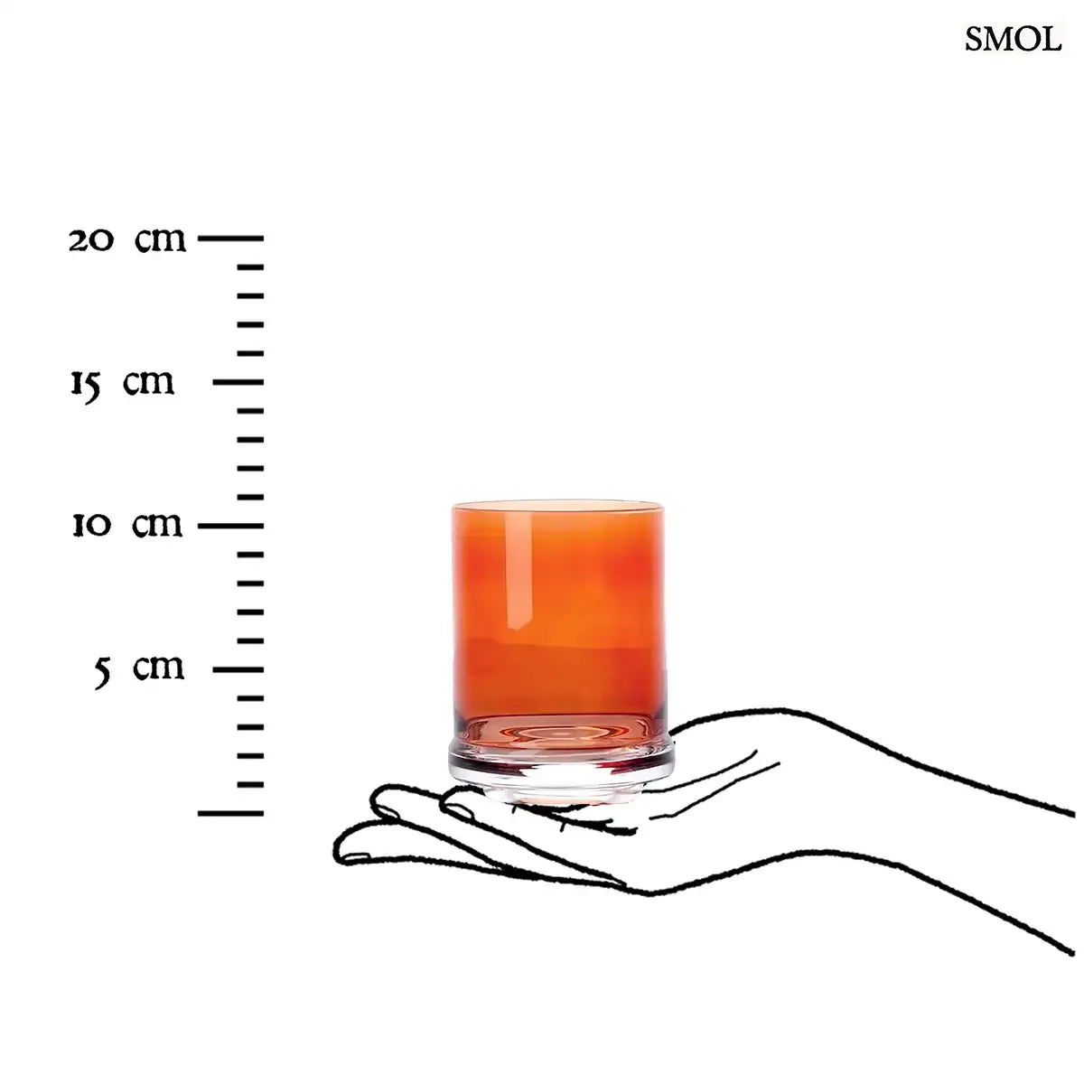 DOF narancssárga vastag talpú whiskys pohár szett 6 db, méretarányosan
