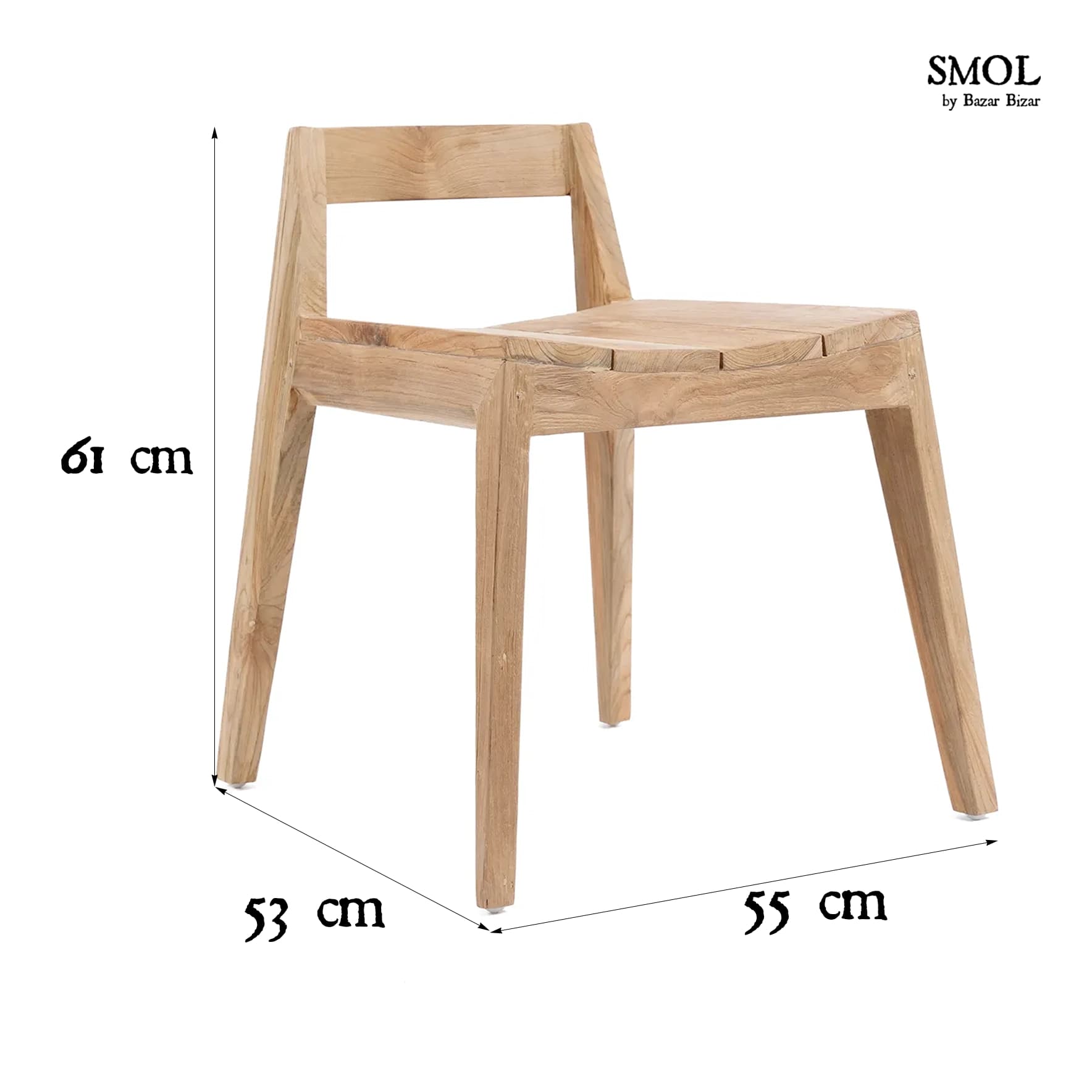smol.hu-YDRA, fa kültéri szék, 61 cm méretekkel