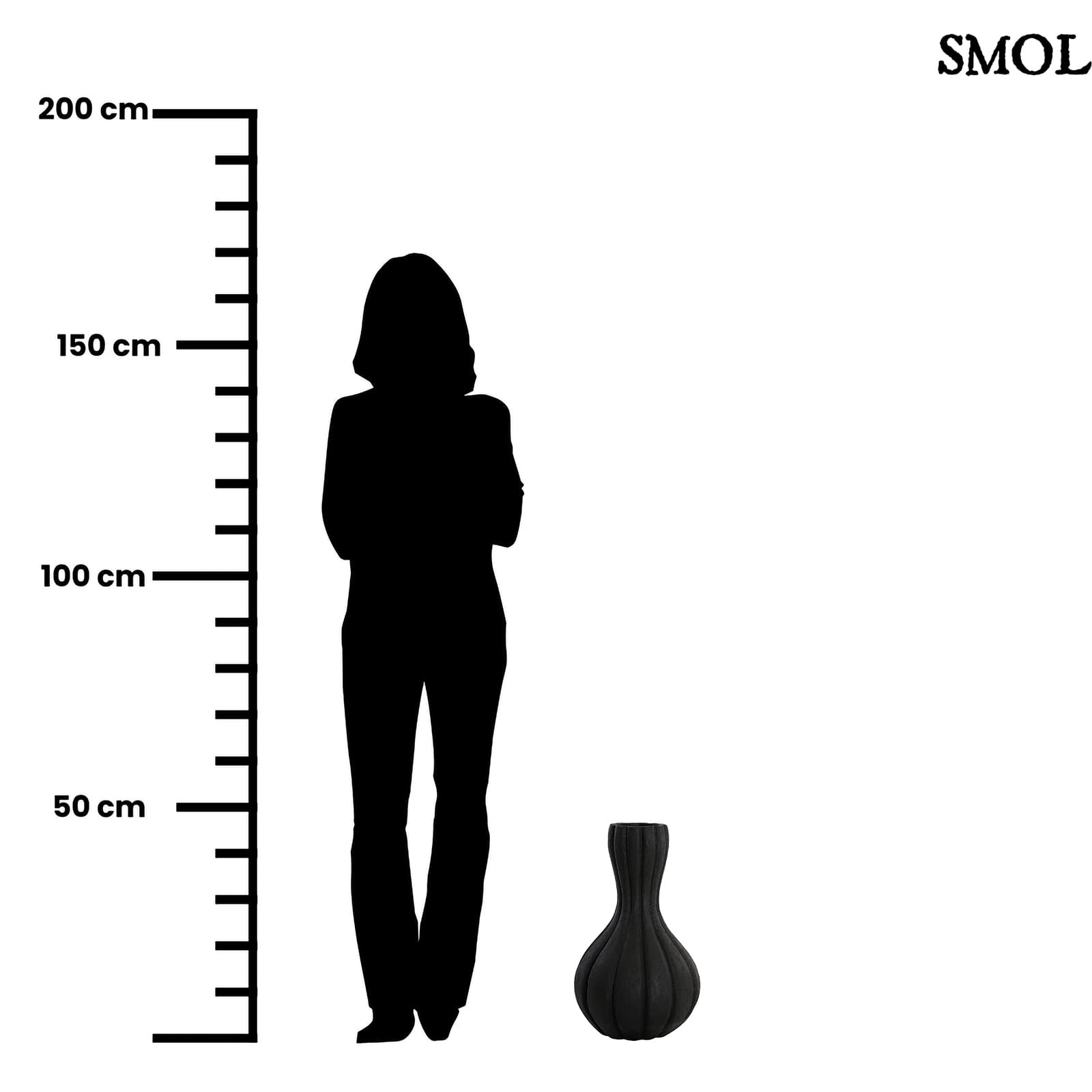 YUCCA, fekete, nagyméretű padlóváza, 47,5 cm - smol.hu - méretarányosan