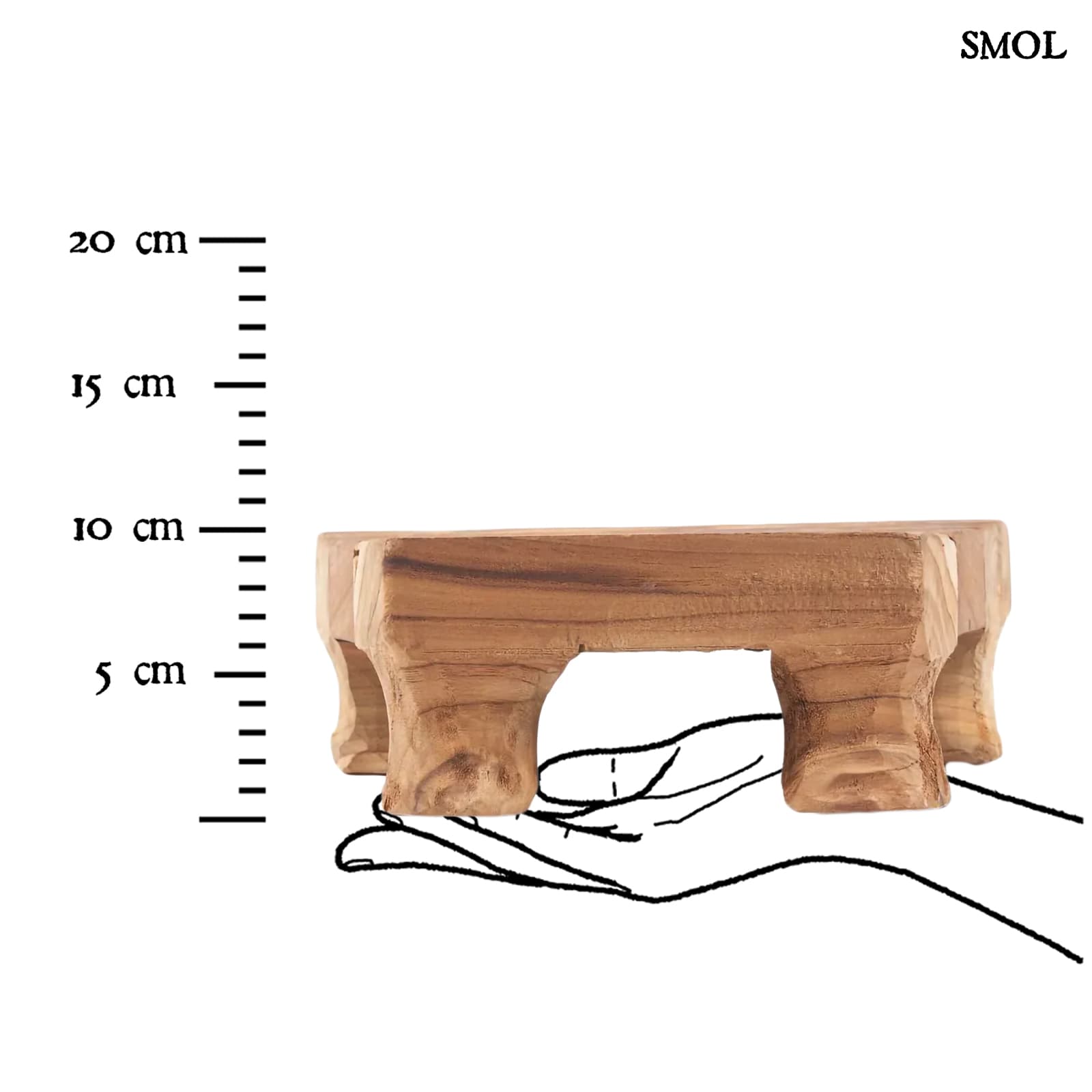 YUMMY, teakfa tálaló tál lábakon, 30 cm - smol.hu - méretarányosan