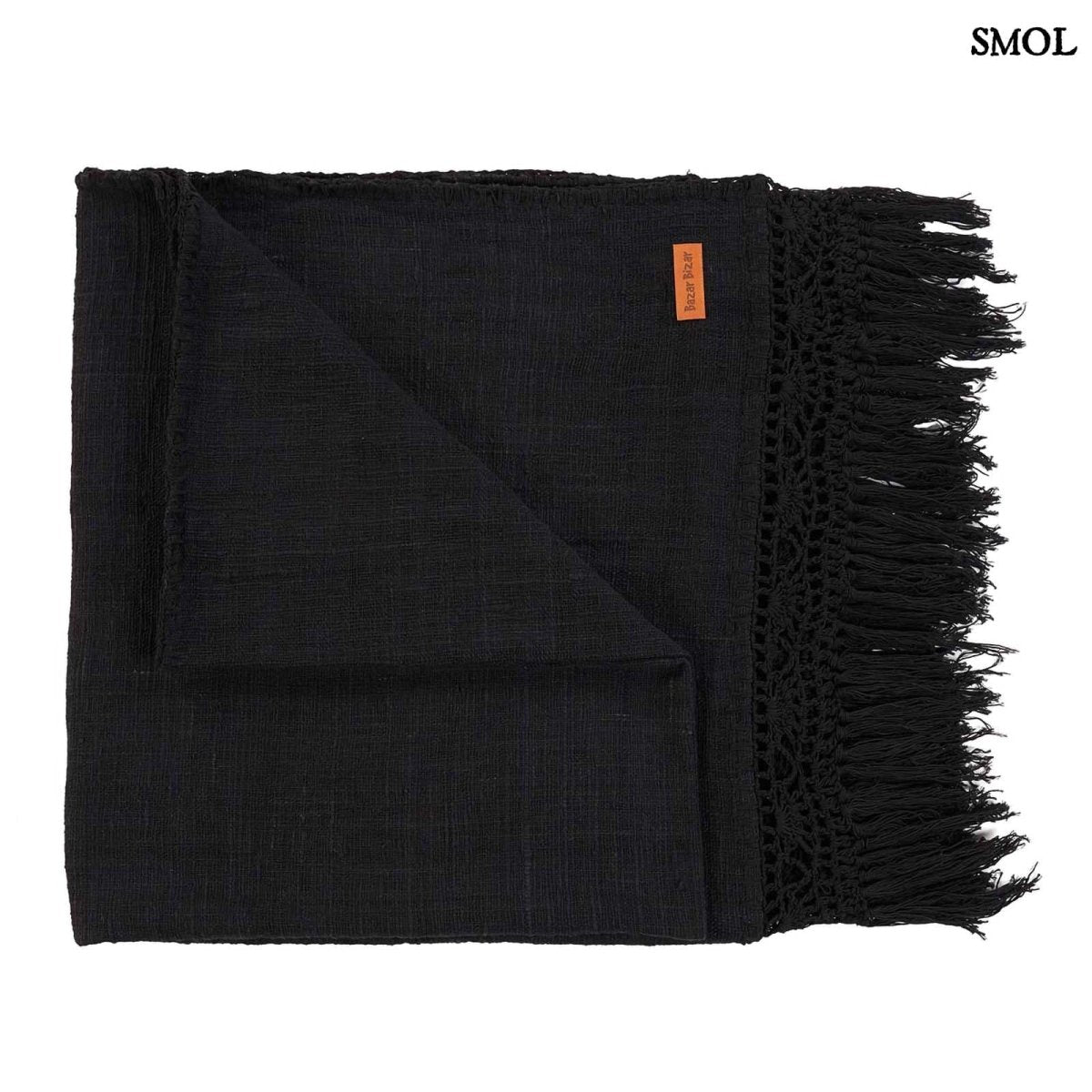 Ágytakaró - fekete, pamut, 260x122 cm | GYPSYB - SMOL