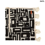 Azték mintás pamut ágytakaró natúr és fekete színekben - hajtogatva