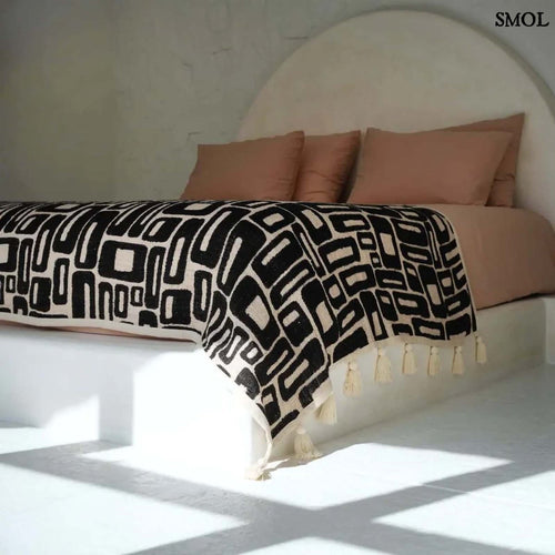 Ágytakaró - modern, pamut, fekete - fehér, 128x240 | AZTEC - SMOL