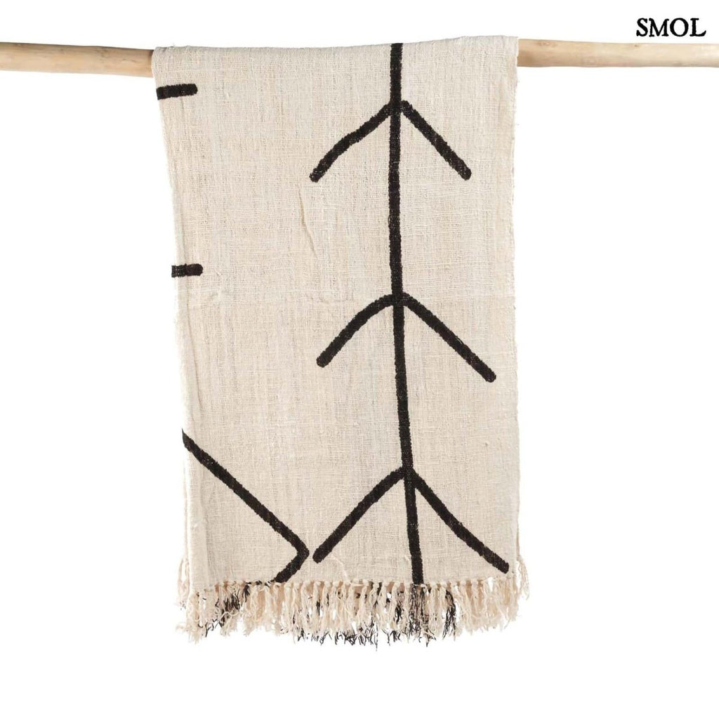 Ágytakaró - natúr - fekete, 240x128 cm | EVIL EYE - SMOL