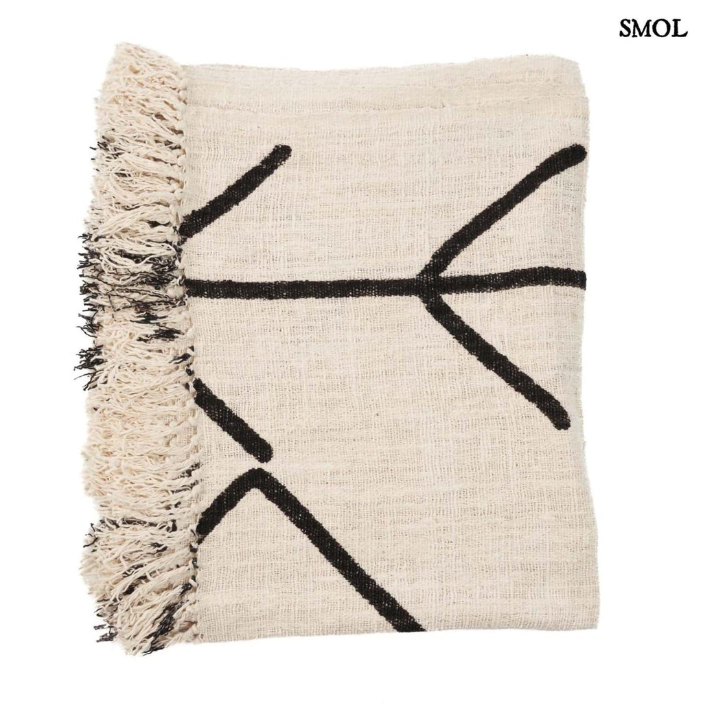 Ágytakaró - natúr - fekete, 240x128 cm | EVIL EYE - SMOL