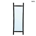 állótükör fekete teakfa keretben fehér háttérrel