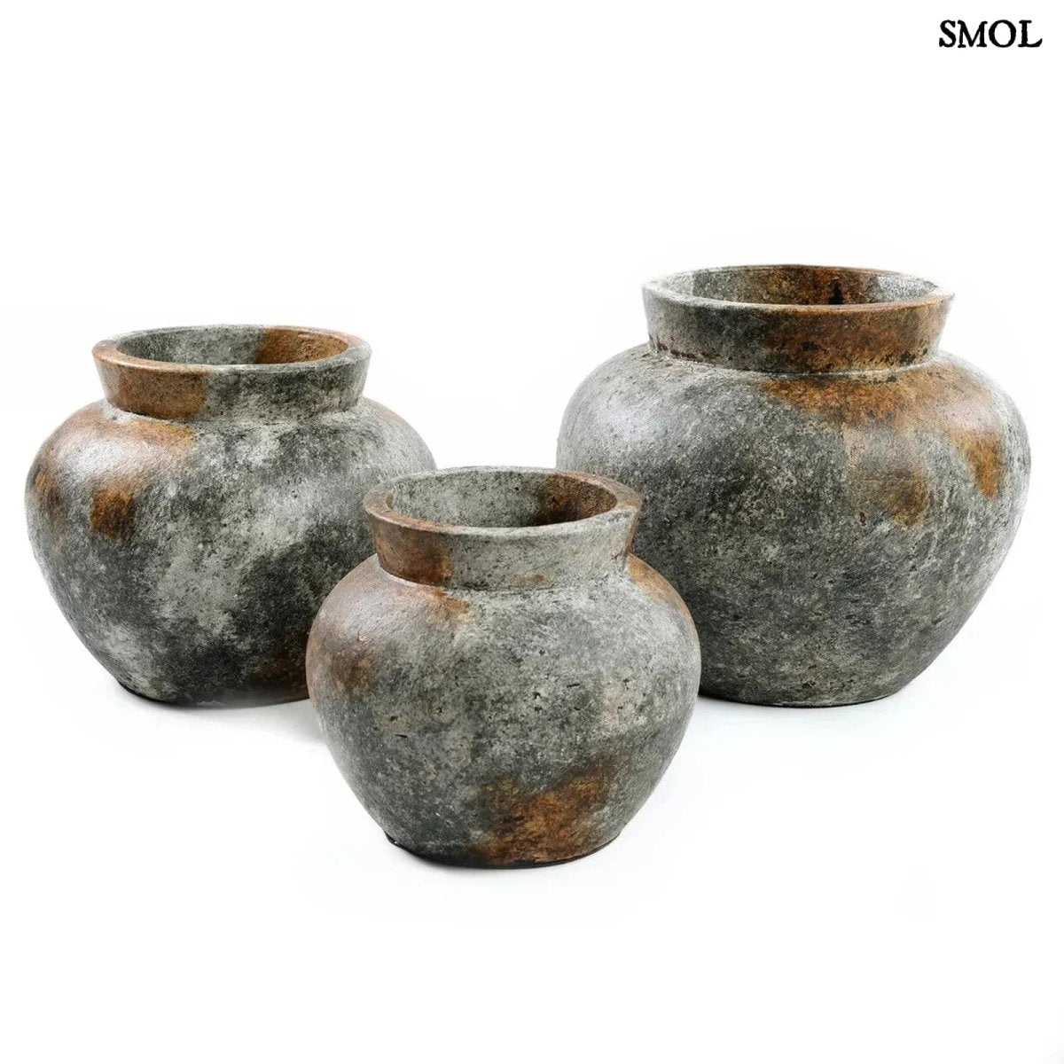 Antik hatású kerámia váza – szürke, M | FUNKY - SMOL