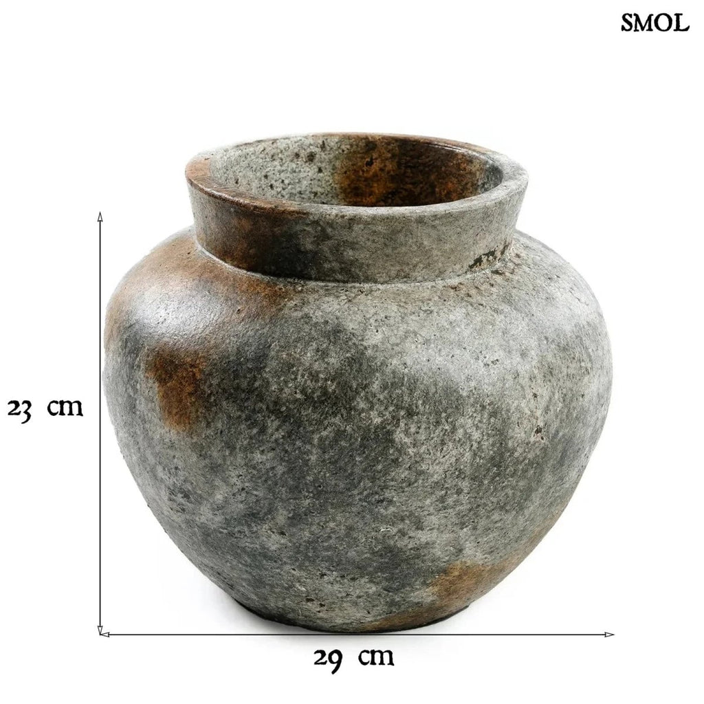 Antik hatású kerámia váza – szürke, M | FUNKY - SMOL