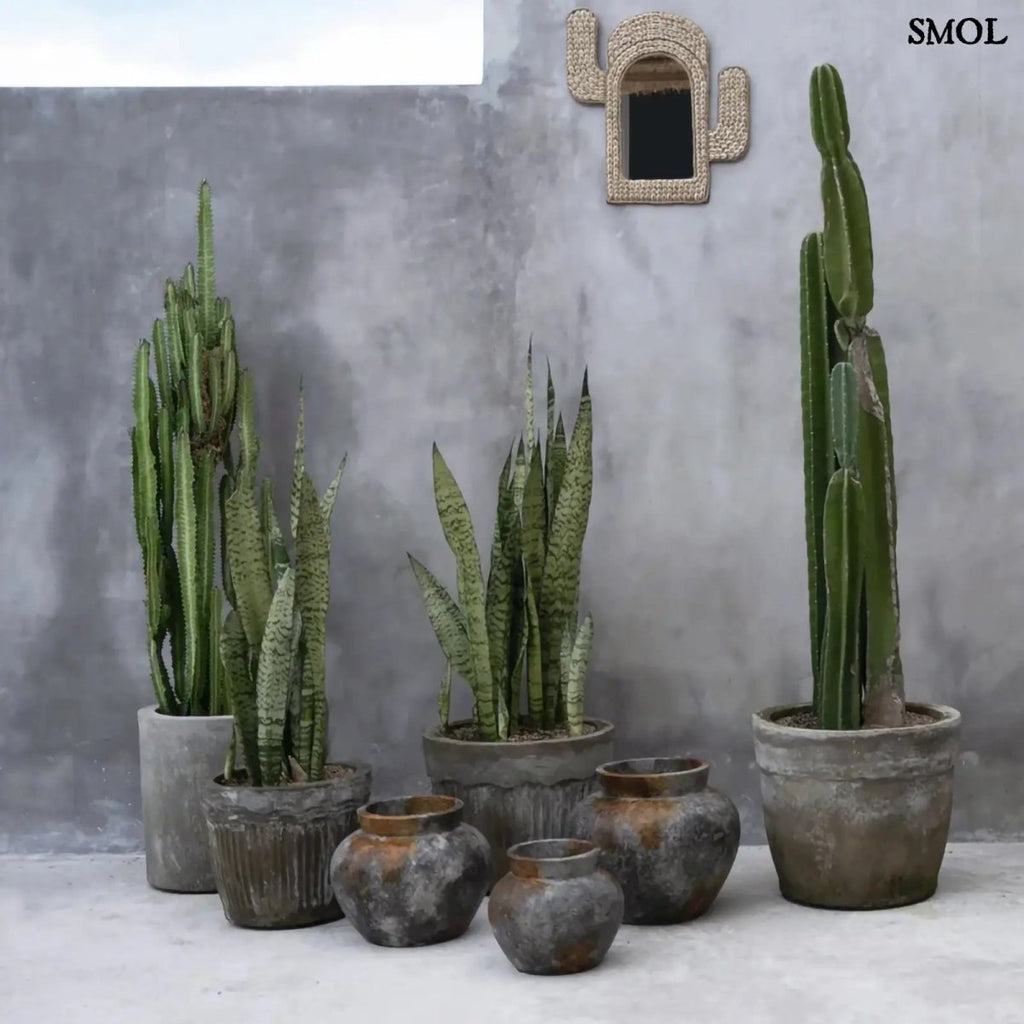 Antik hatású kerámia váza – szürke, M | FUNKY - SMOL