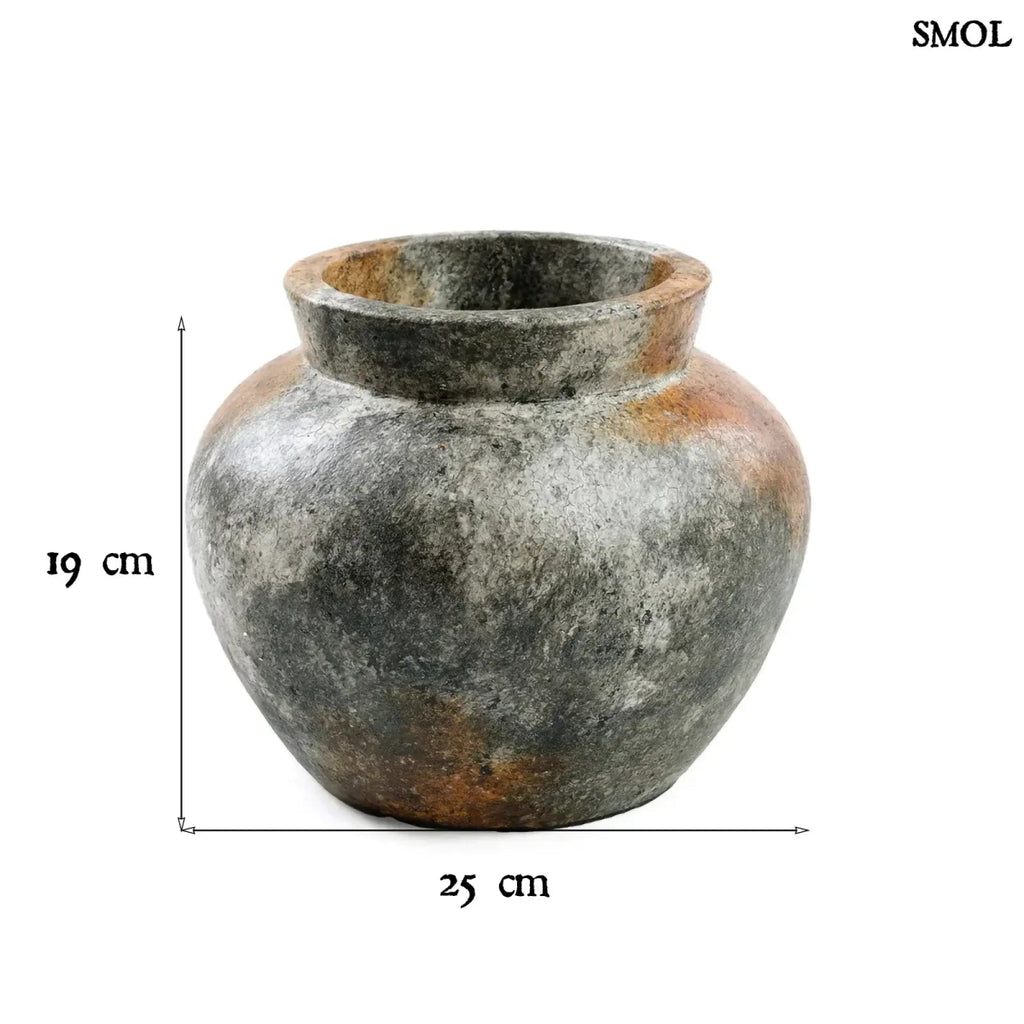 Antik hatású kerámia váza – szürke, S | FUNKY - SMOL