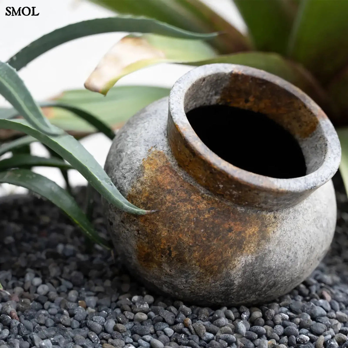 Antik hatású kerámia váza – szürke, S | FUNKY - SMOL