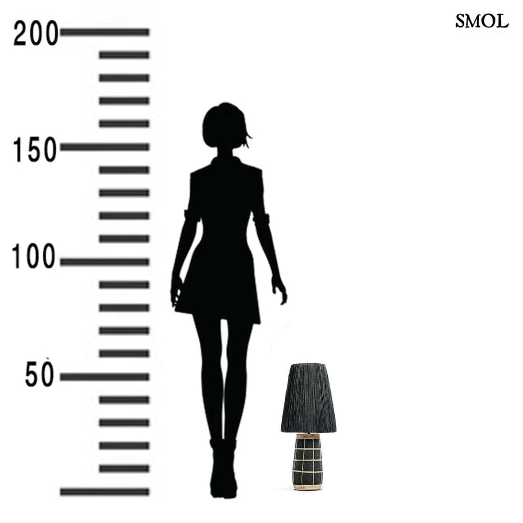 Asztali lámpa - rattannal, fekete, terrakotta, 57 cm | NAXOS - SMOL