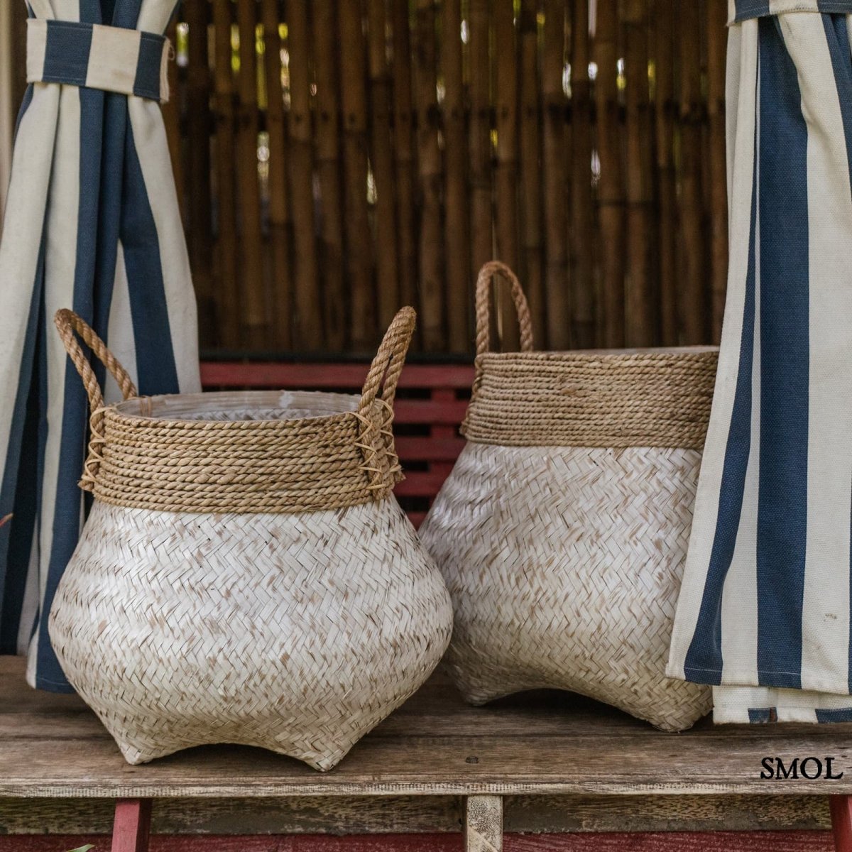 Bambusz Tárolókosár - fehér | BENOA - SMOL