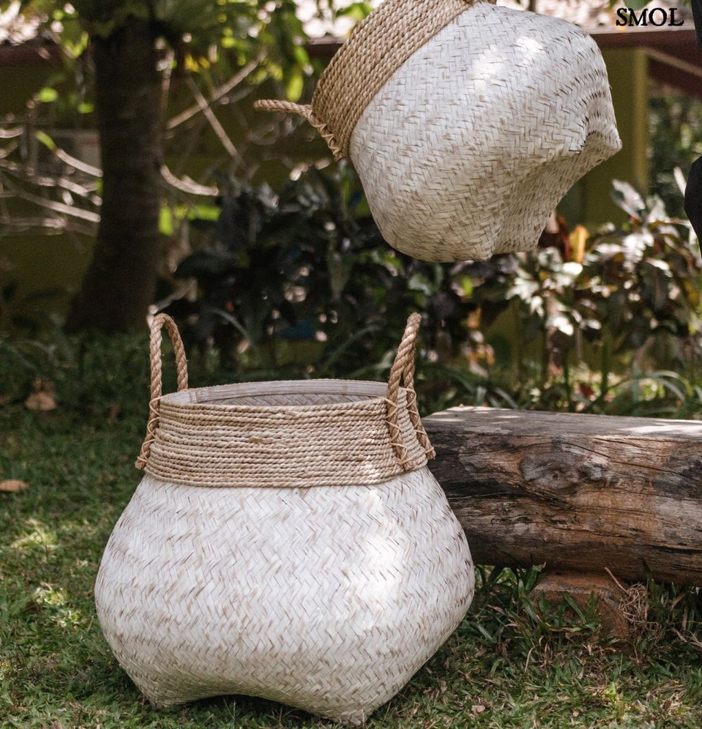 Bambusz Tárolókosár - fehér | BENOA - SMOL