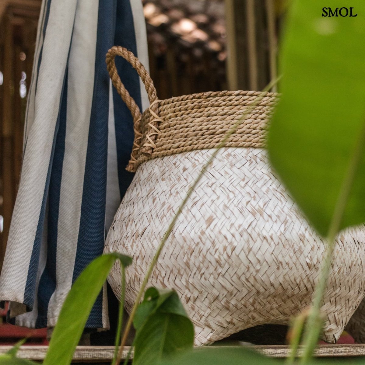 Bambusz Tárolókosár - fehér | BENOA - SMOL