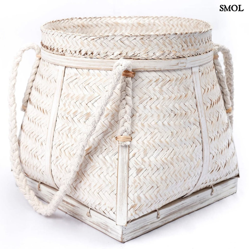 Bambusz Tárolókosár - fehér | BIKU - SMOL