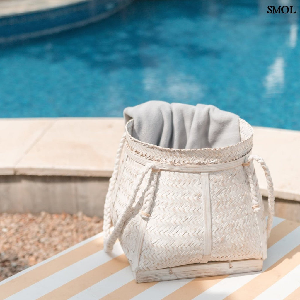 Bambusz Tárolókosár - fehér | BIKU - SMOL