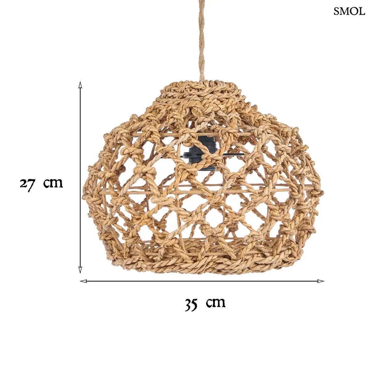Természetes, kézzel font banánlevél lámpaernyő indonéz kézműves textúrával és egyedi fonott rácsos szerkezettel, méretekkel