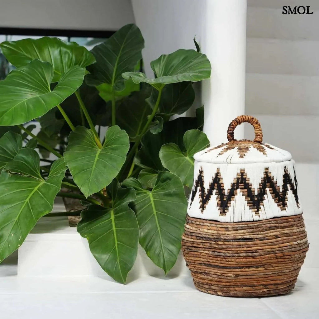 Banánlevél tárolókosár fedéllel – M | LITTLE BAY - SMOL