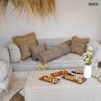 Kézzel festett bársony díszpárnahuzat nappaliban