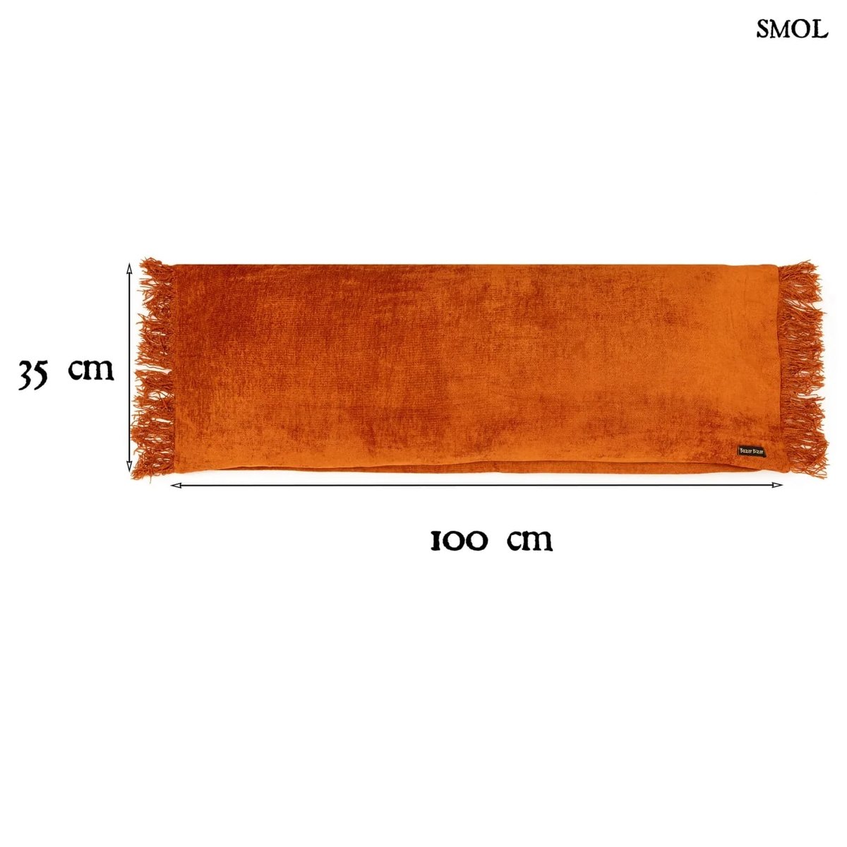 Rozsdaszín bársony díszpárna rojtos szegéllyel méretekkel