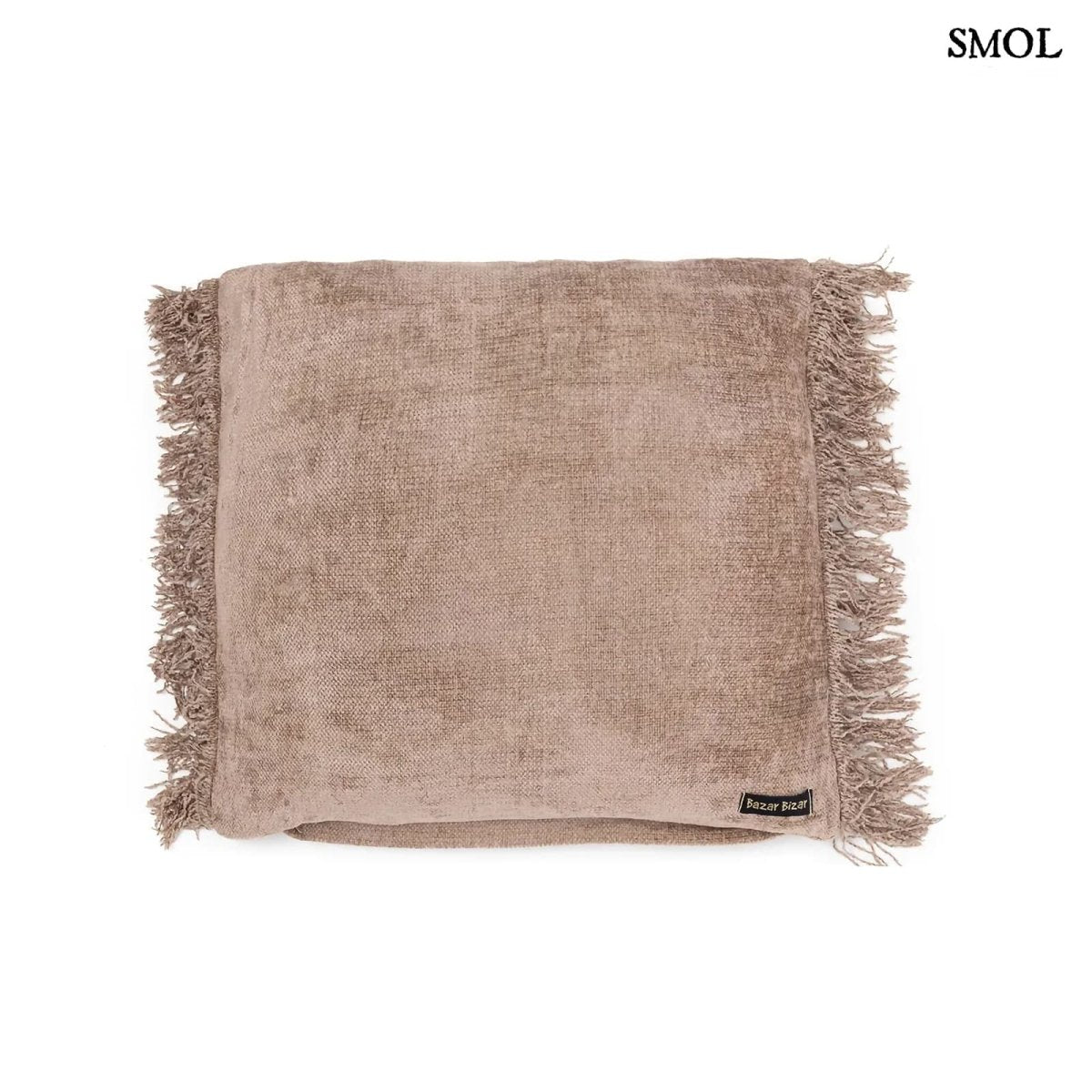 Betonszürke bársony díszpárnahuzat hátulról