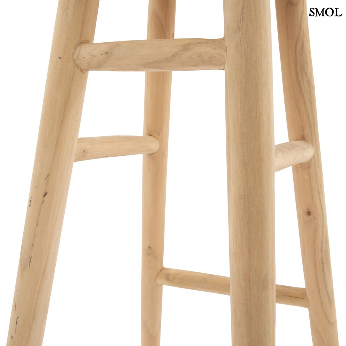 Természetes teakfa bárszék suarfa ülőlappal lábak nagyítva