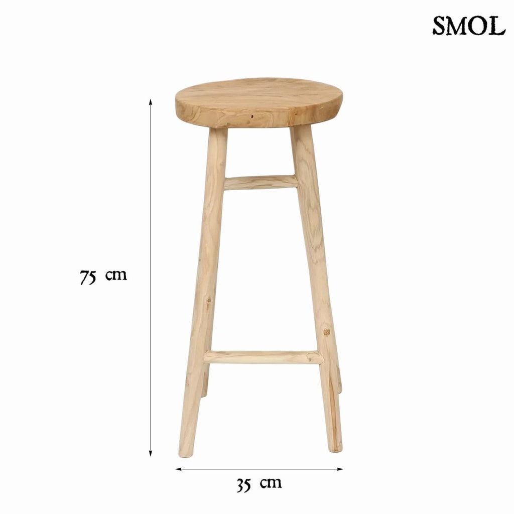 Természetes teakfa bárszék suarfa ülőlappal méretekkel