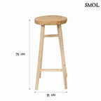 Természetes teakfa bárszék suarfa ülőlappal méretekkel