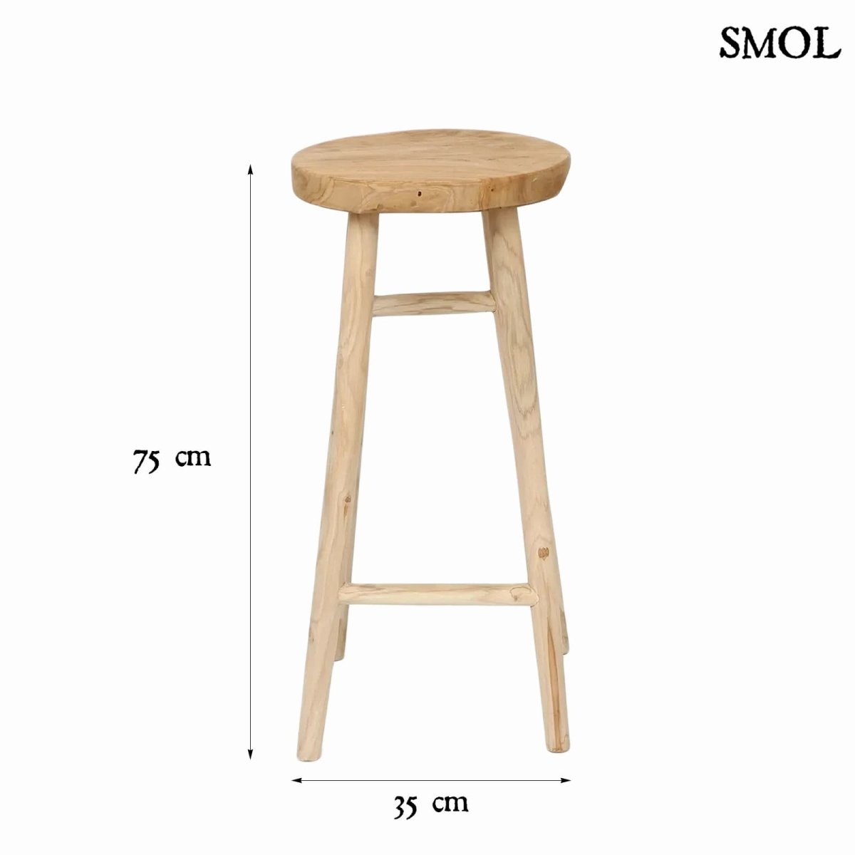 Természetes teakfa bárszék suarfa ülőlappal méretekkel