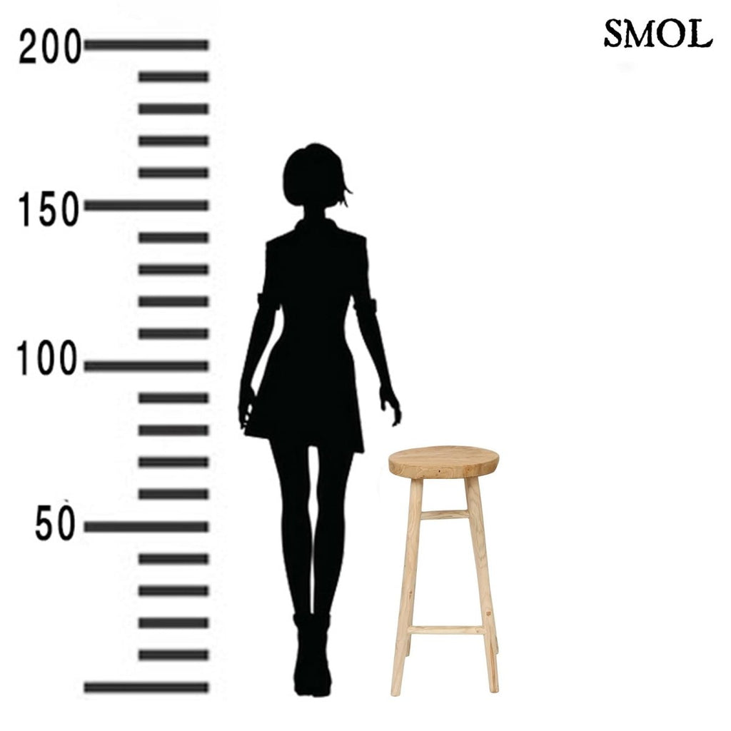 Természetes teakfa bárszék suarfa ülőlappal méretarányosan