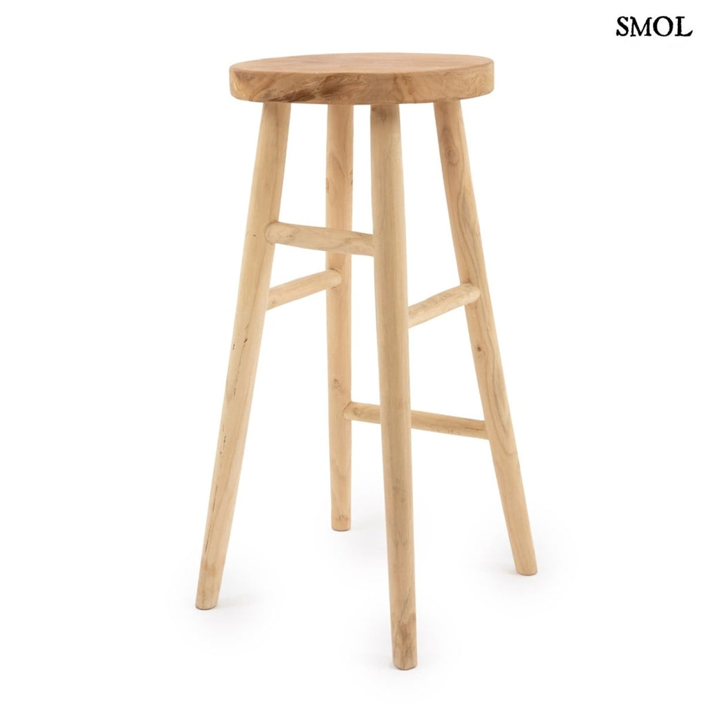 Természetes teakfa bárszék suarfa ülőlappal elforgatva