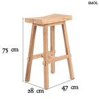 Természetes teakfából készült bárszék - méretekkel