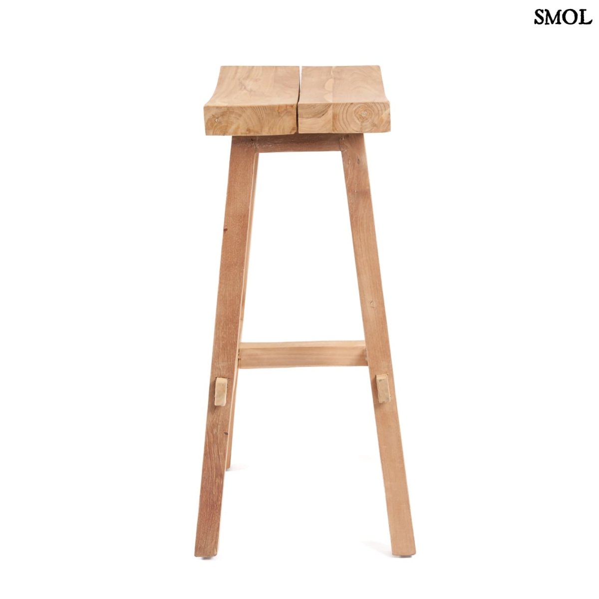 Természetes teakfából készült bárszék - oldalra fordítva