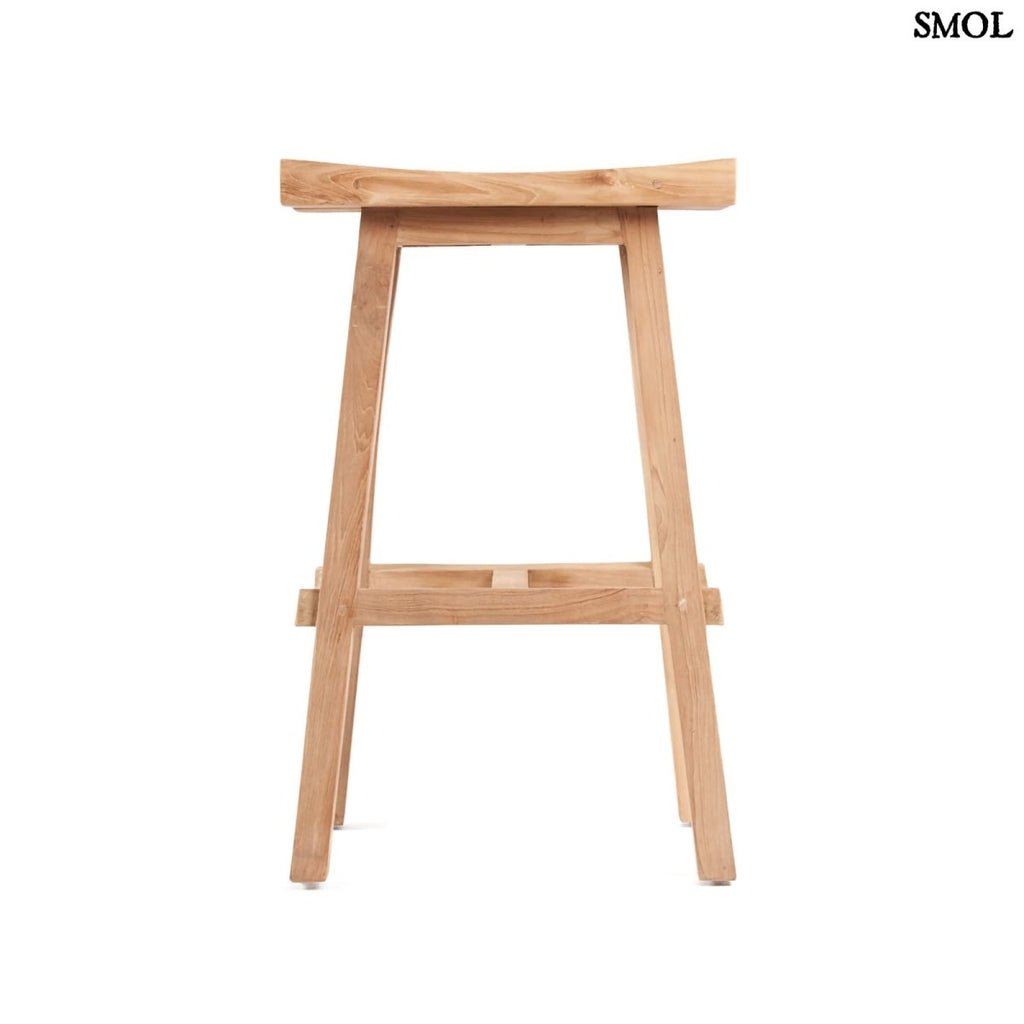 Természetes teakfából készült bárszék - oldalról