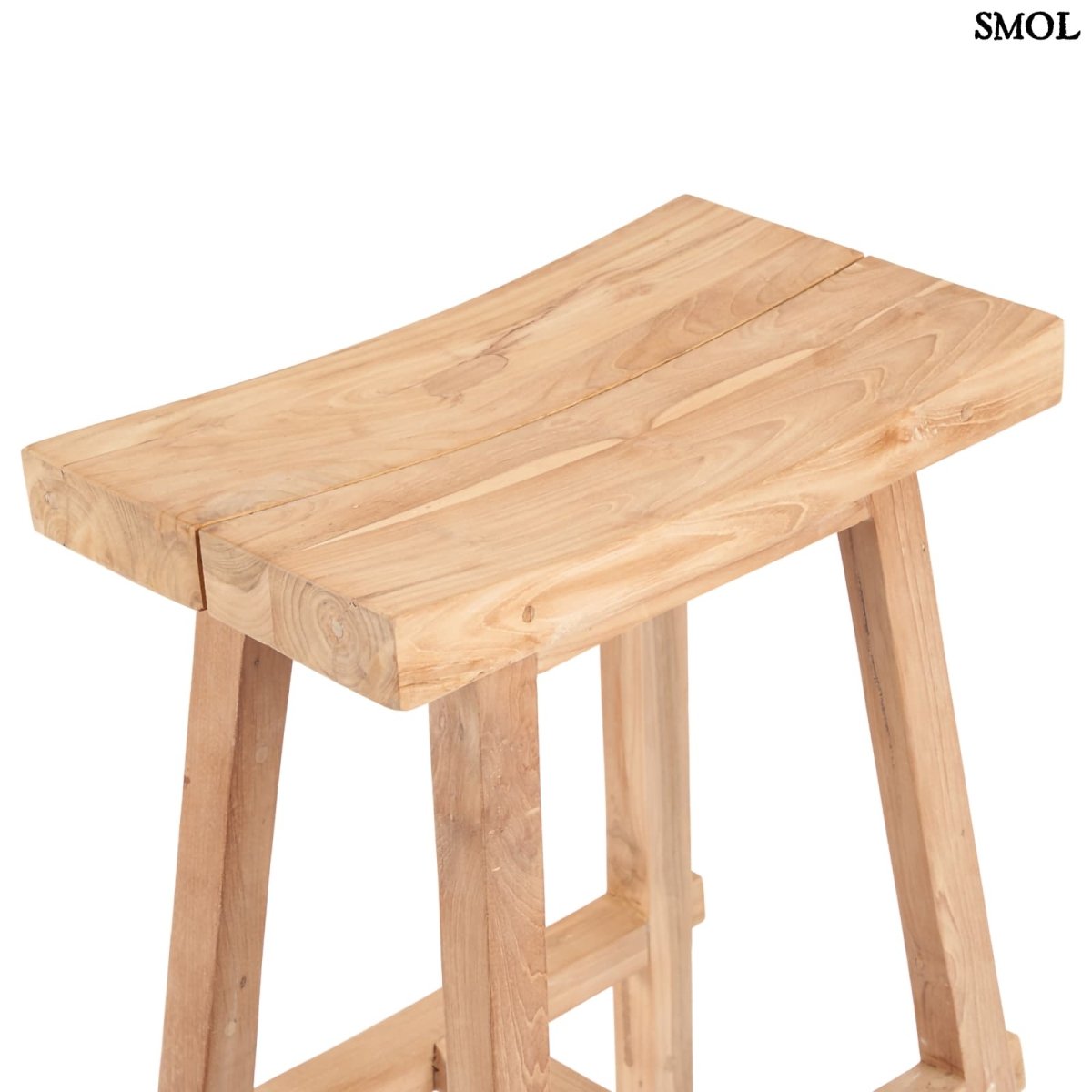 Természetes teakfából készült bárszék - felülről nagyítva