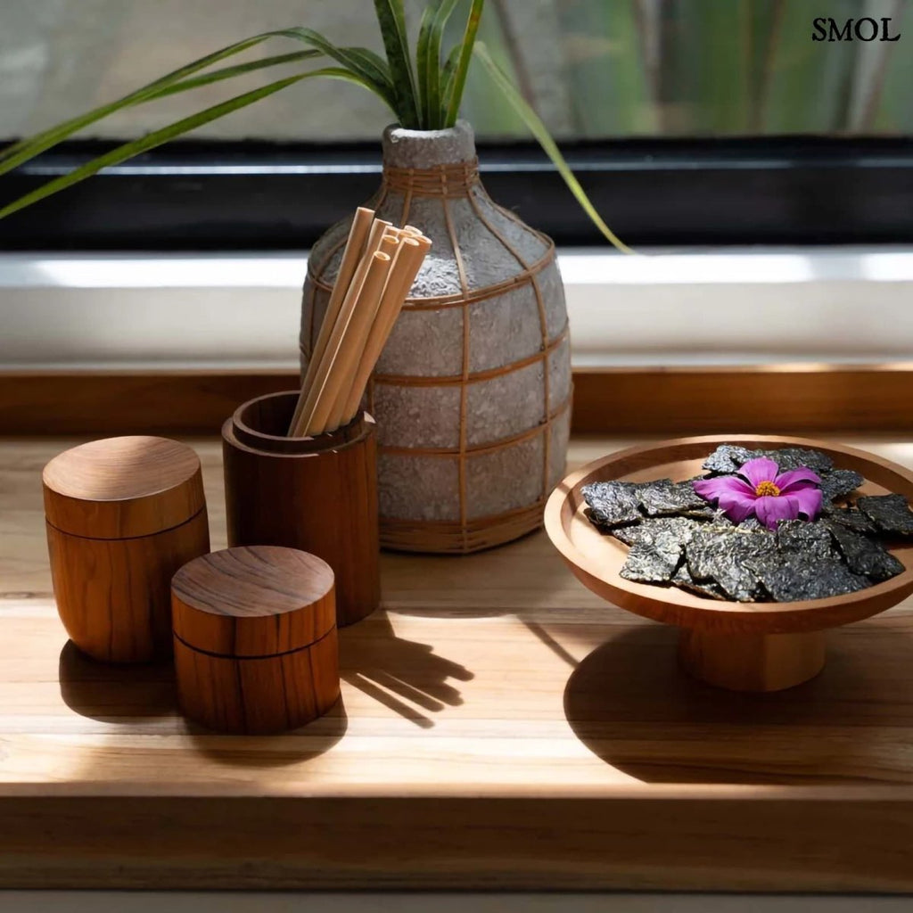 Beton Hatású Terrakotta Váza Rattan Díszítéssel, 23 cm | WHOOPY - SMOL